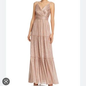 Aqua Womens Metallic Evening Dress